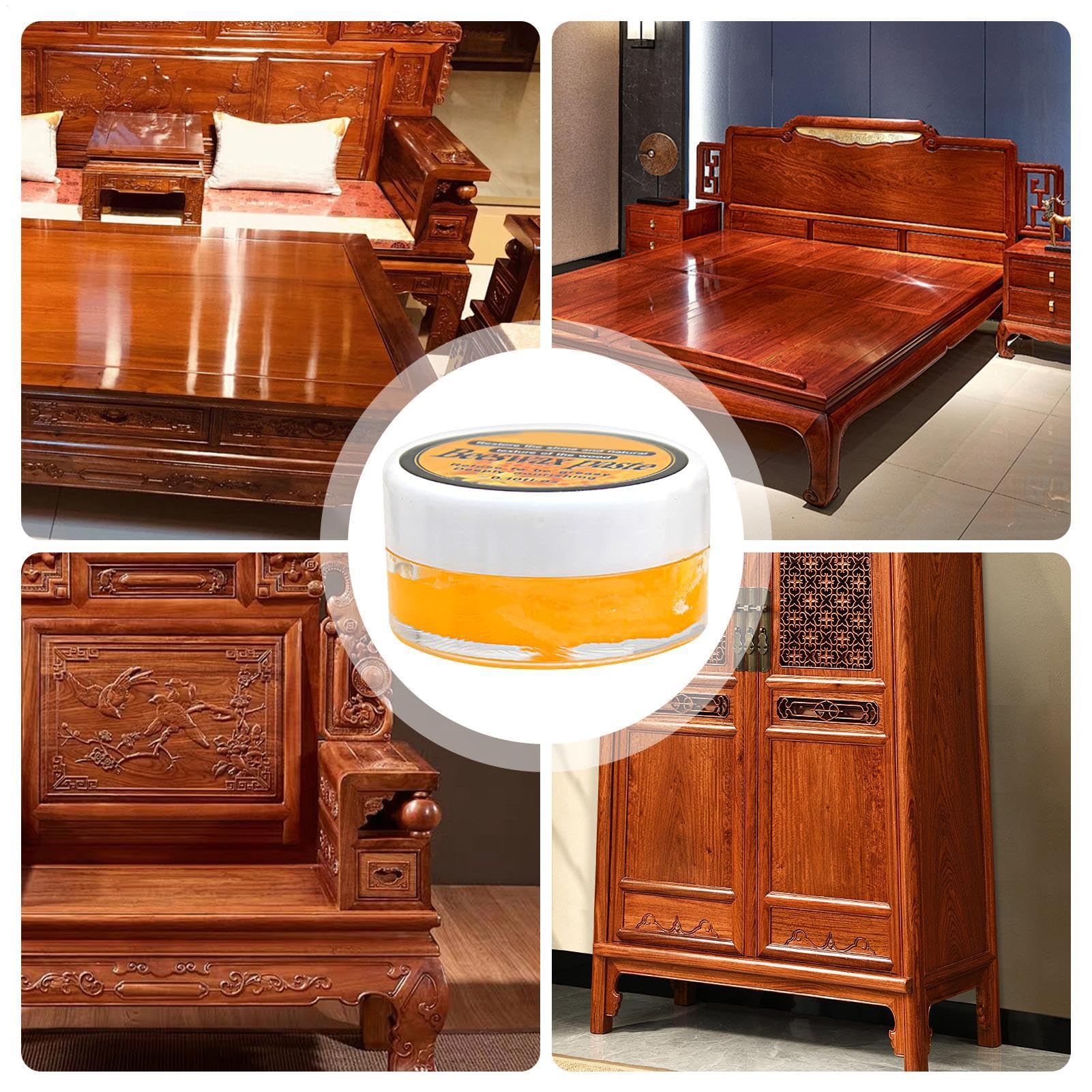 Beeswax Furniture Polish - 3g Wood Seasoning Beeswax | Beeswax Wood Polish | Beeswax Furniture Cleaner | Natural Beeswax Wood Conditioner, Beeswax Wood Protector For Furniture, Cabinets, Antiques