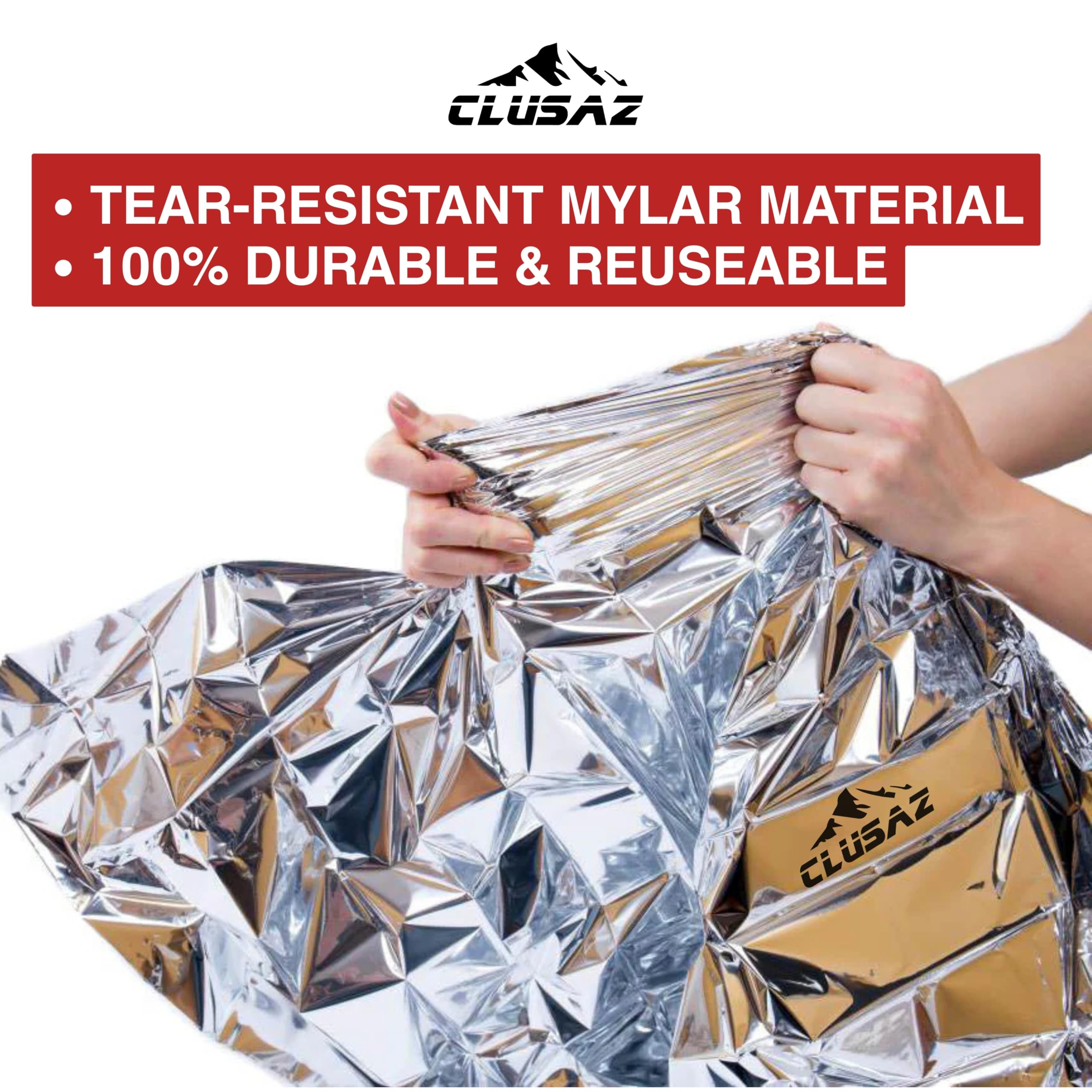 Mantas Térmicas de Emergencia XL Reutilizables 210×160 cm Retienen 90% Calor Corporal Camping Coche Supervivencia