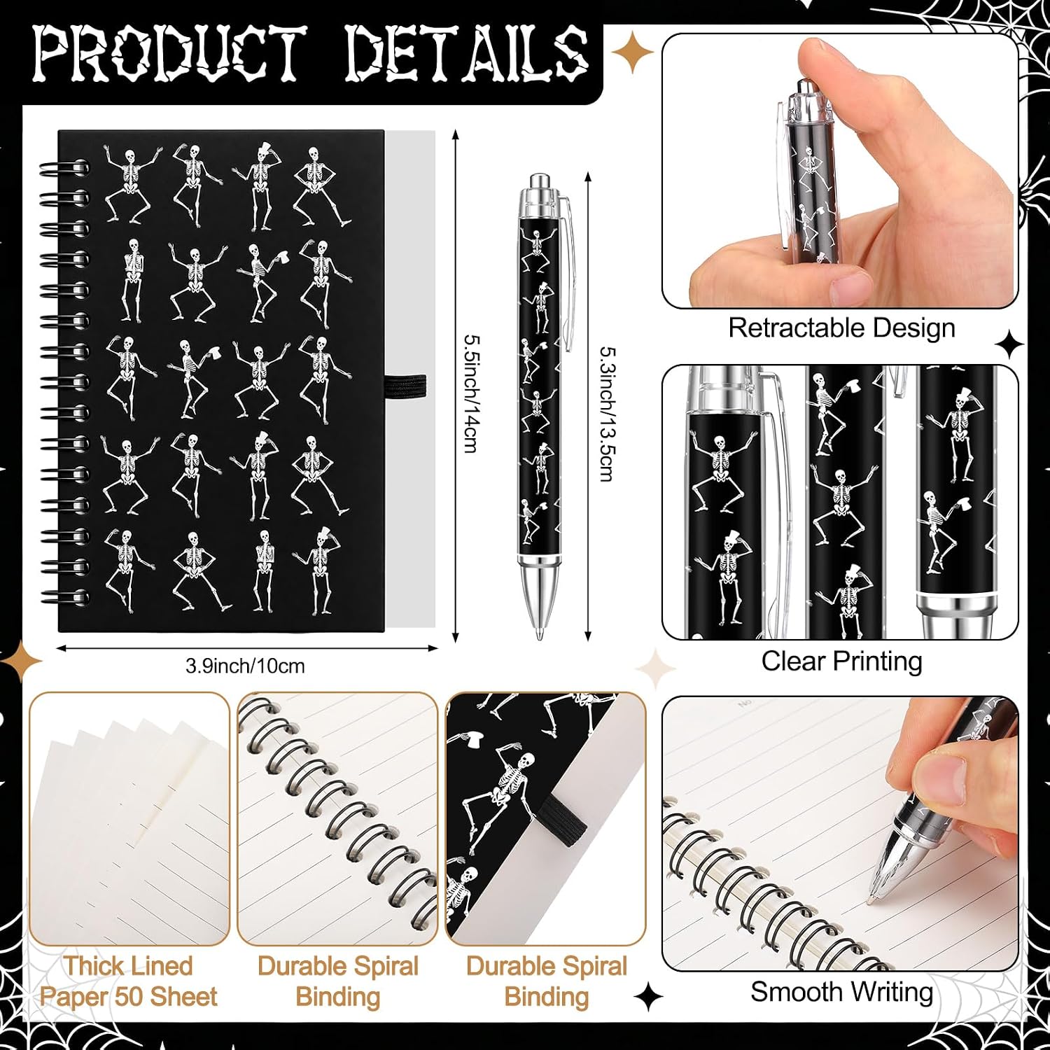 30 Pcs Halloween Gothic Gifts Bulk Set Skull Skeleton Party Favors