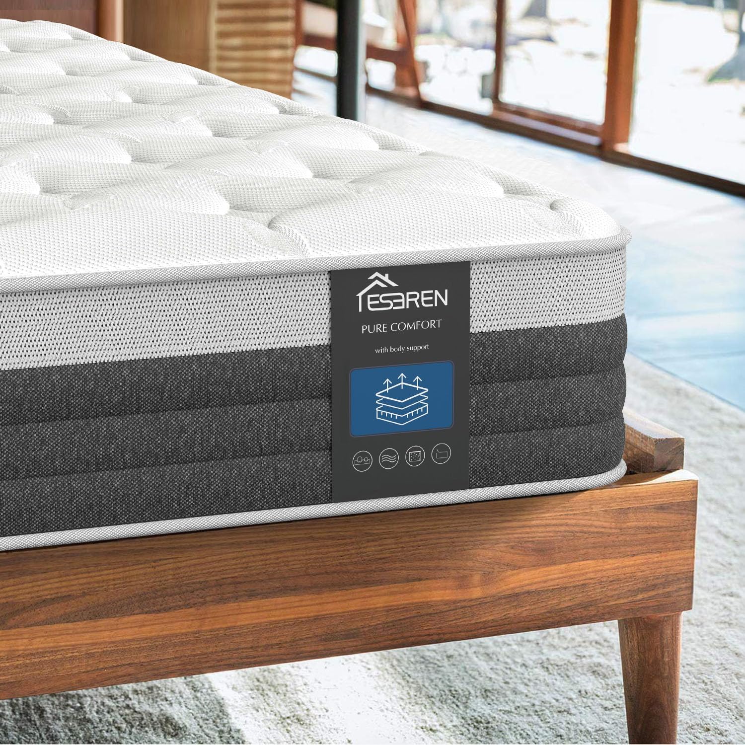 Eseren Twin Mattress 8 inch, Breathable Twin Mattress in a