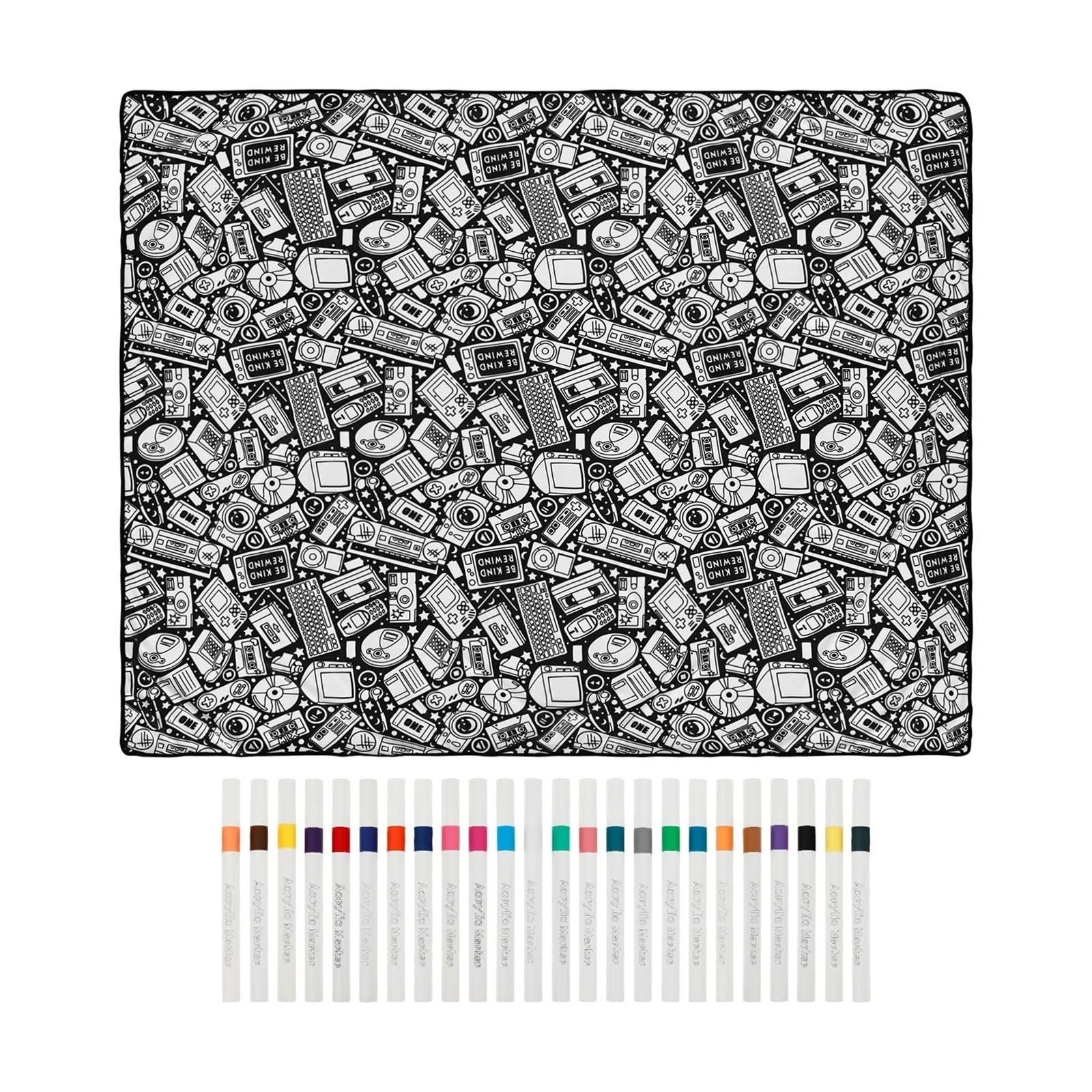 Vekoro diy coloring blanket DIY Coloring Blanket with 24 Colored Unique Paint Art Decor Gift(Sci Fi Design)