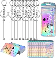 YUESEK 30/60/120pcs Beadable Keychain Bars Bulk - Blank DIY Keychains for Beads, Purse Bag Charms for Women Men