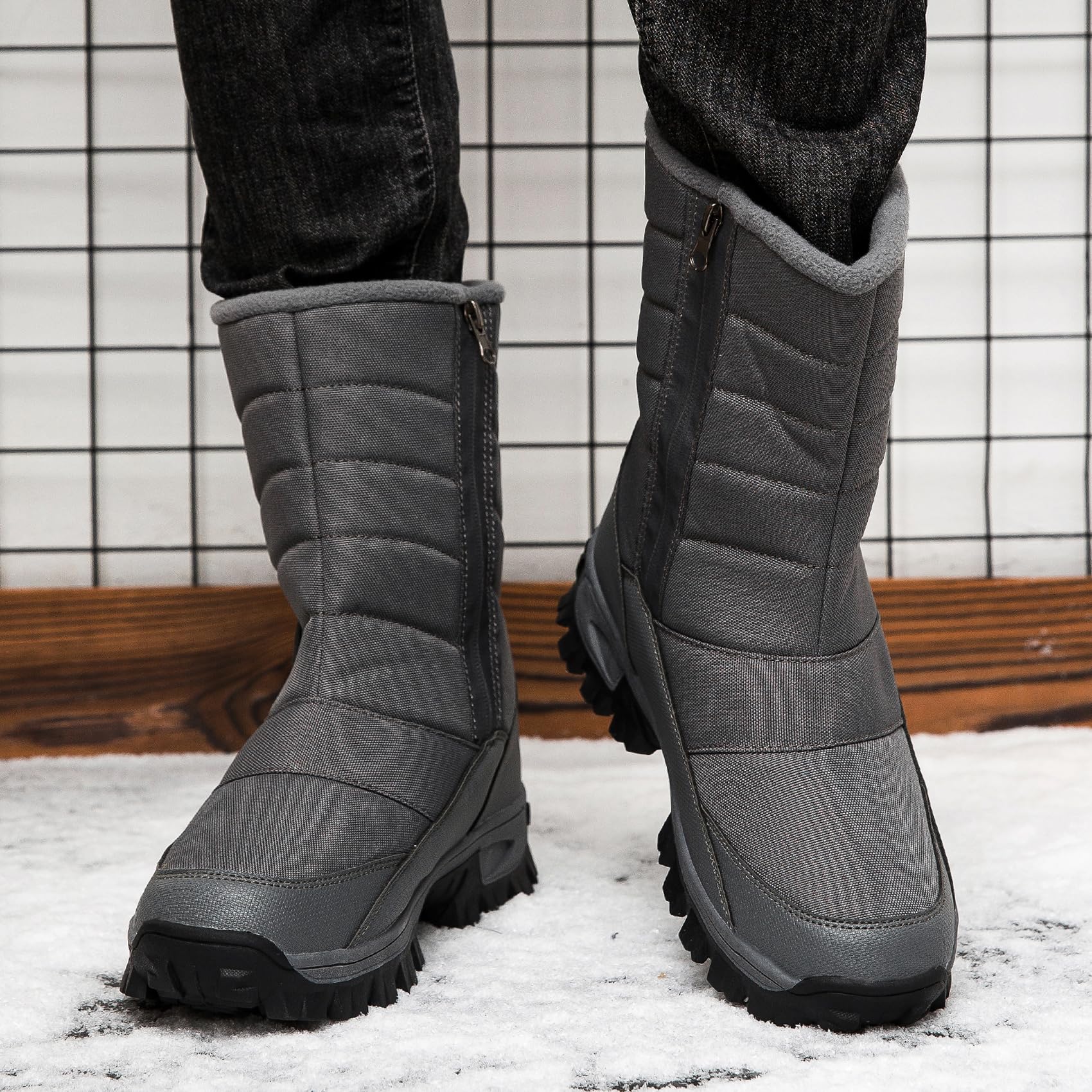 Botas de Nieve Hombre Impermeables Botines de Invierno Forro Cálido Antideslizante Botas de Senderismo