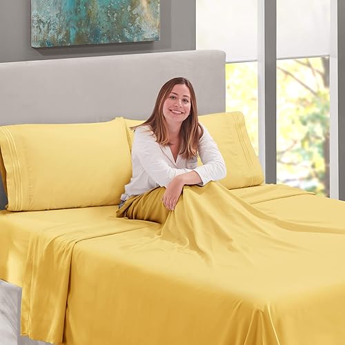 Miniatura 2 de Juego de sábanas, ropa de cama de 3 piezas de 3 piezas suave de 100% algodón de tejido satinado, de 800 hilos, de alta calidad, fácil cuidado, 1