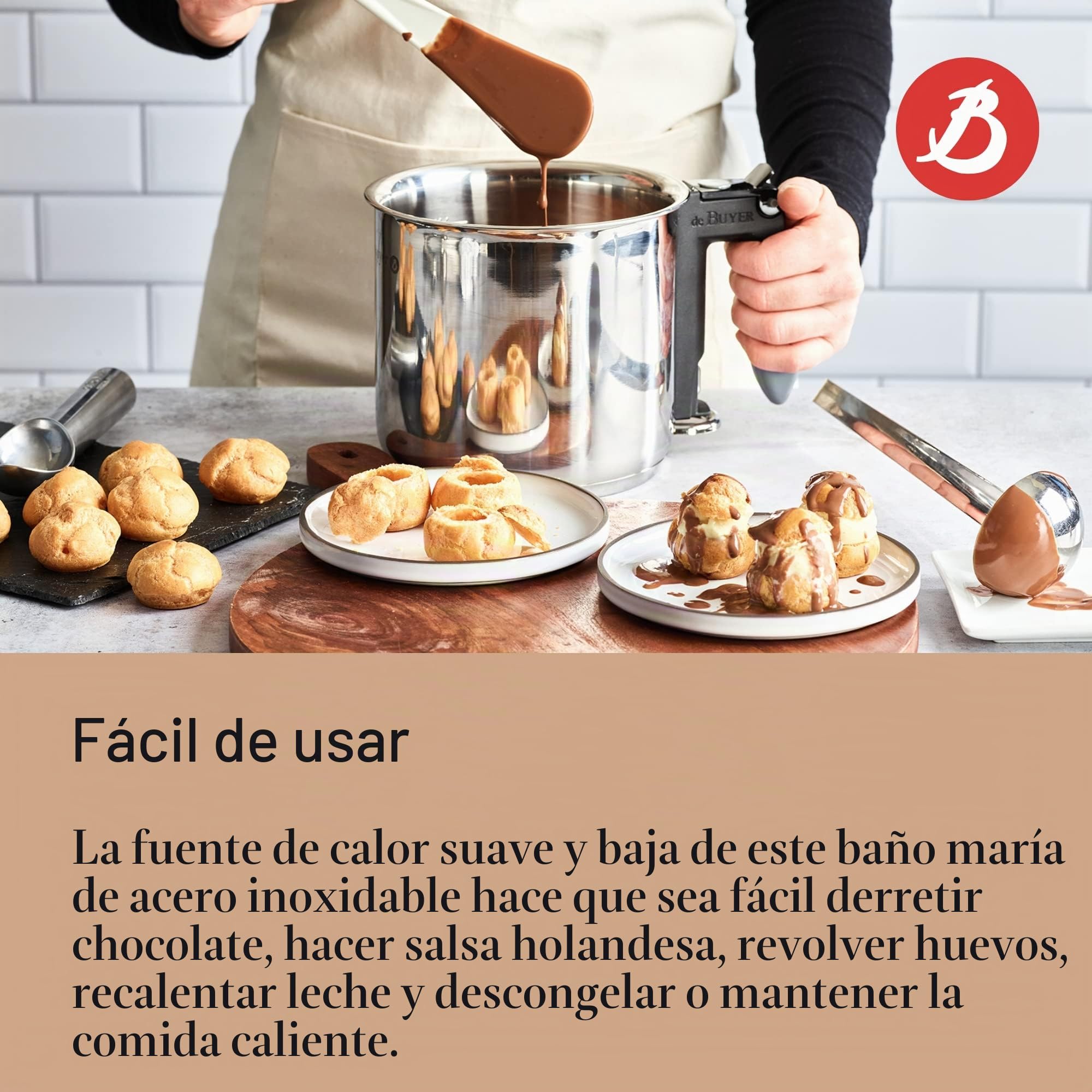 De Buyer, BAÑO-MARIA, ACERO INOXIDABLE CON MANGO Y DOBLE PARED Ø 16 CM 1,5 L--3437.16N