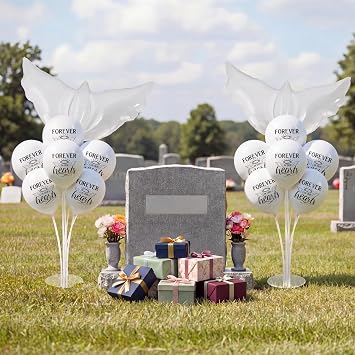 Gejoy White 2 Set Memorial Funeral Balloon Decoration 14 Balloon