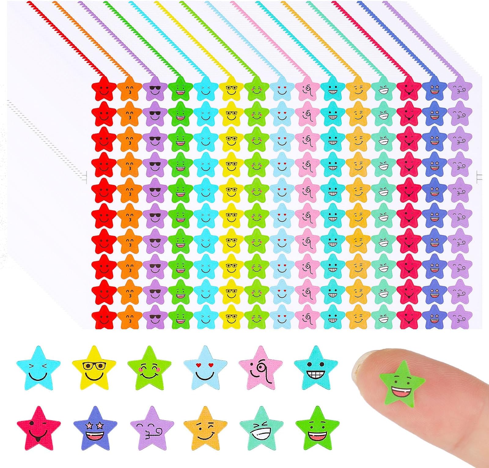 Prasacco 5250 Pieces Star Stickers for Kids Reward, 12 Style Smile Face Stickers Reward Star Stickers Small Star Stickers for Kids Reward Behavior Chart Student School Classroom Teacher Supplies