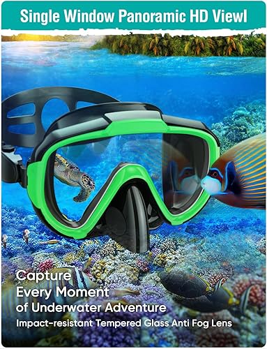Miniatura 3 de Set de esnórquel para adultos, equipo de esnórquel con máscara de natación panorámica antiempañamiento, tubo de esnórquel con parte superior seca,