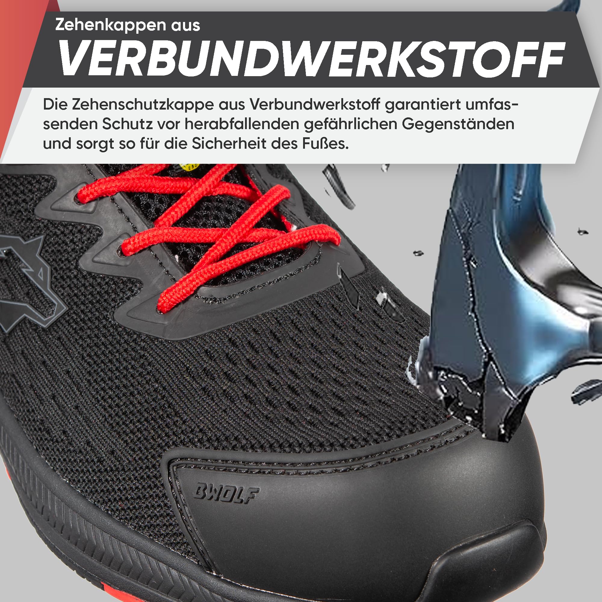 BWOLF Fly S1PS Arbeitsschuhe Sicherheitsschuhe ESD Kevlar Durchtrittschutz rutschfest Eva Sohle Ergo Plus Komfort