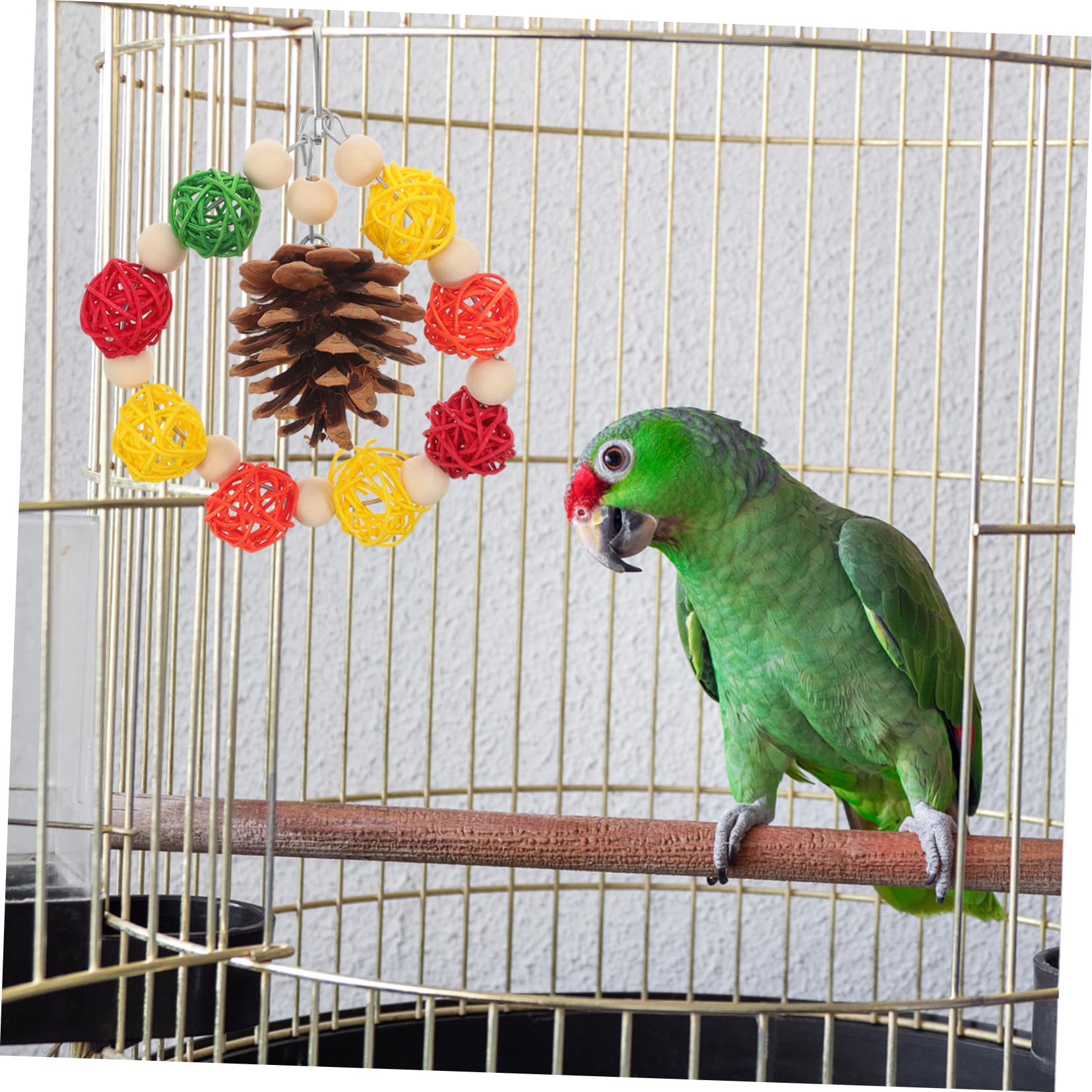 BESPORTBLE 4piezas Juguete para Pájaros De Masticar Piña Natural y Bola De Ratán Juguete De Forrajeo para Loros y Pequeños Animales Accesorio Colgante para Entretenimiento y Ejercicio De