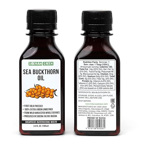 Miniatura 2 de Paquete de 2 – Aceite de semilla de espino cerval de mar siberiano | 100% natural extra virgen prensado en frío 2 x 3.4 fl oz / 6.8 fl oz (2