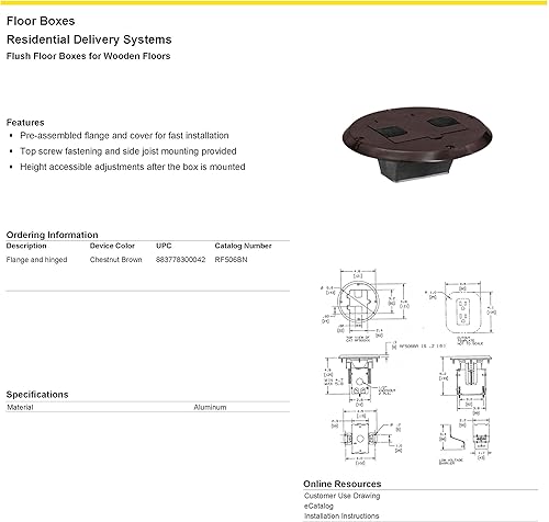 Miniatura 3 de Cubierta de caja de piso residencial, brida y conjunto de cubierta de puerta con bisagras, para uso con Bryant RF500, aluminio, pintura marrón