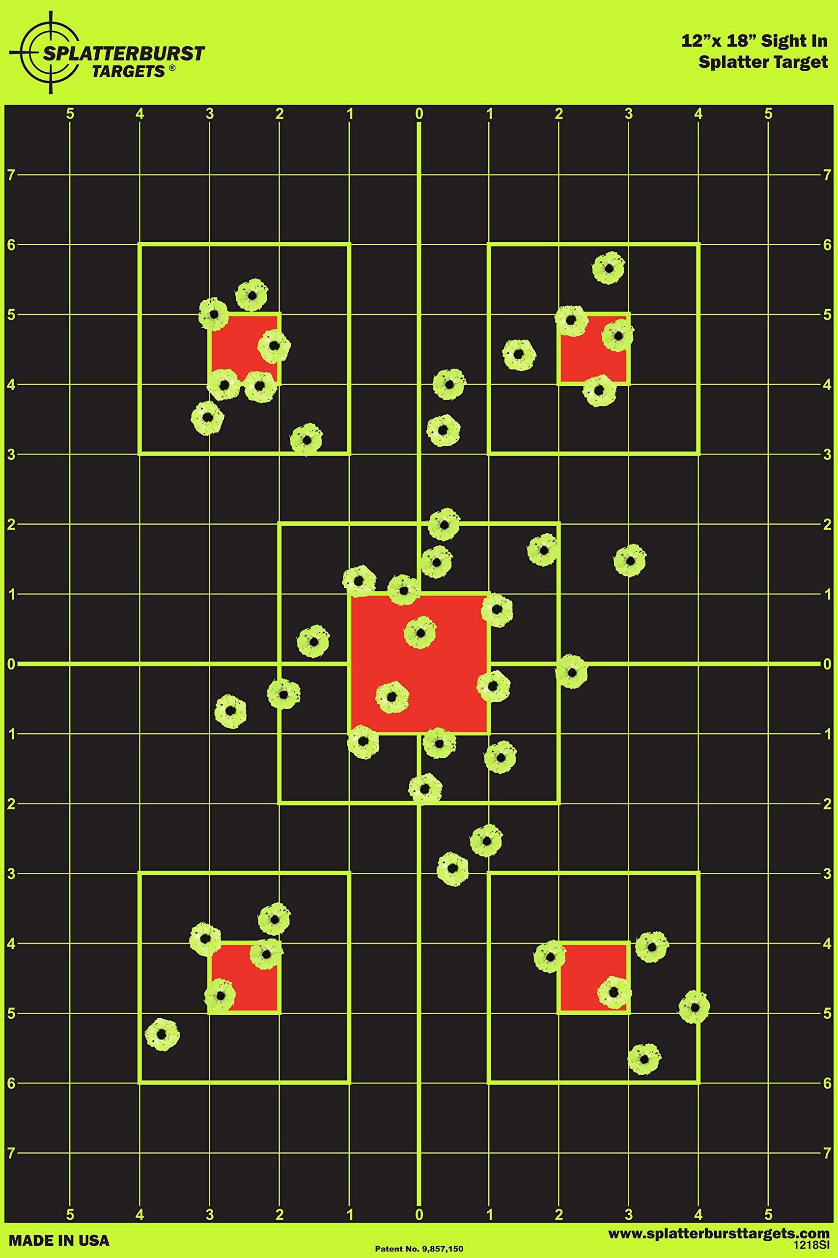 12"x18" Sight in Splatterburst Target - Instantly See Your Shots Burst Bright Florescent Yellow Upon Impact!