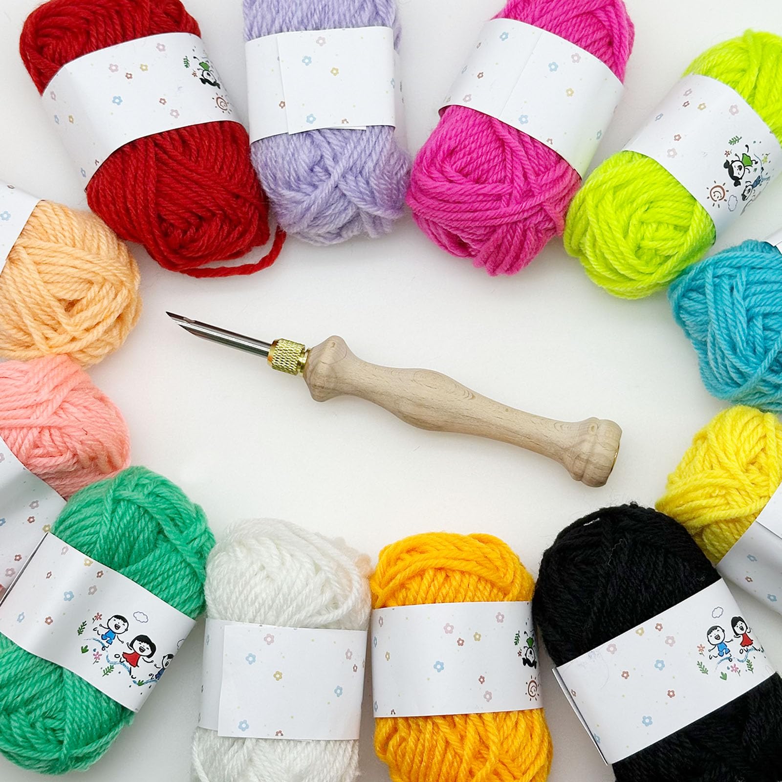 Woohome Punch Needle Kit, Kit per Ricamo con Ago da Punzonatura, Punch Needle Panno, Filato di Colore e Punch Needle Strumenti per Adulti, Principianti (21 Pz Kit di Avviamento)