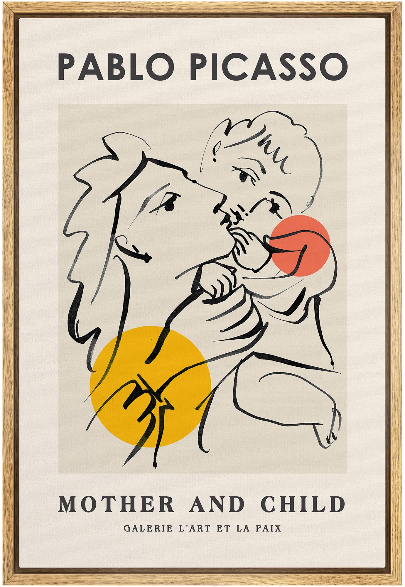 wall26 Framed Canvas Print Wall Art Mother and Child by Pablo Picasso Nature Wilderness Illustrations Fine Art Farmhouse