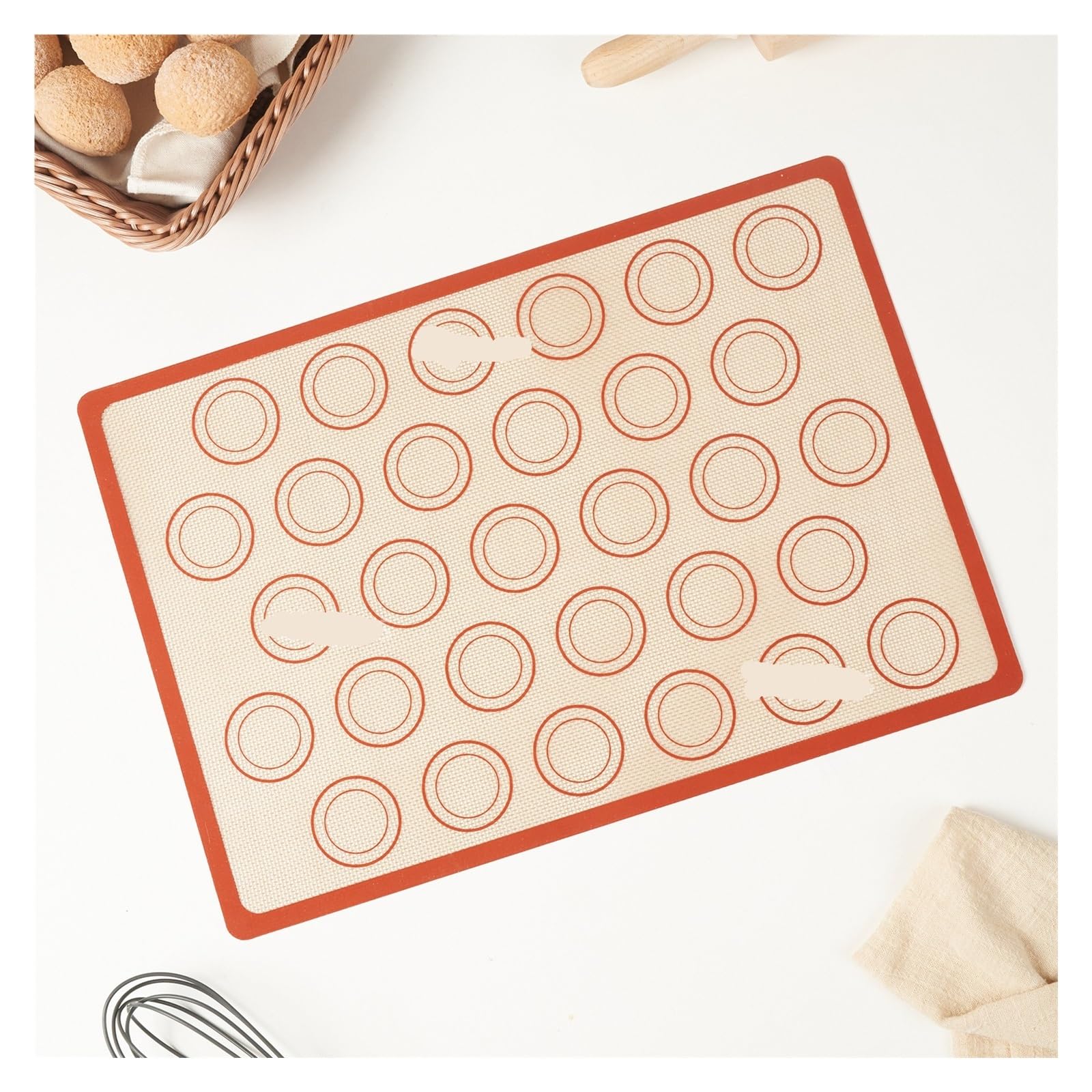 Silikon Backmatte Macarons 1/2/4 Stück Silikon-Backmatten, dicke, antihaftbeschichtet, wiederverwendbar, for Backofen, Kekse, Macarons, Gebäck(4pcs mats set)