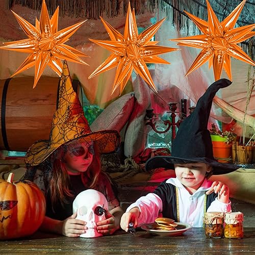 Vista 12 de ZAKVOOR 60 globos con forma de estrella, 12 puntas de aluminio, decoración de fiesta, globos para Navidad, Año Nuevo, graduación, cumpleaños (dorado)