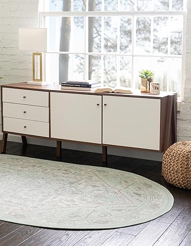 Miniatura 4 de Unique Loom Whitney Collection - Alfombra Milano (5 pies 3 pulgadas x 8 pies, ovalada, color mentamarfil)