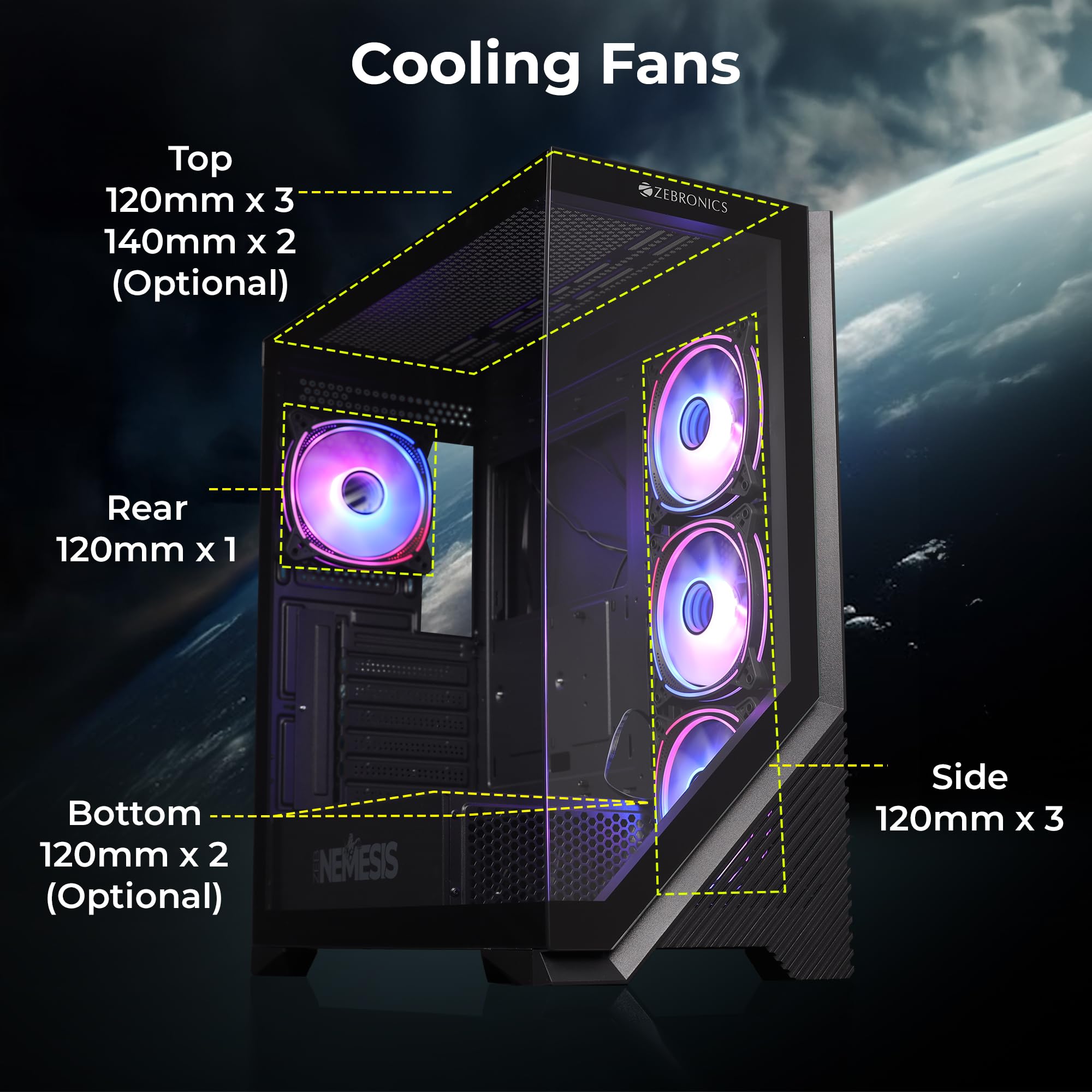 Amazon.in: Buy ZEBRONICS Nemesis Premium Gaming Cabinet/Case, Mid