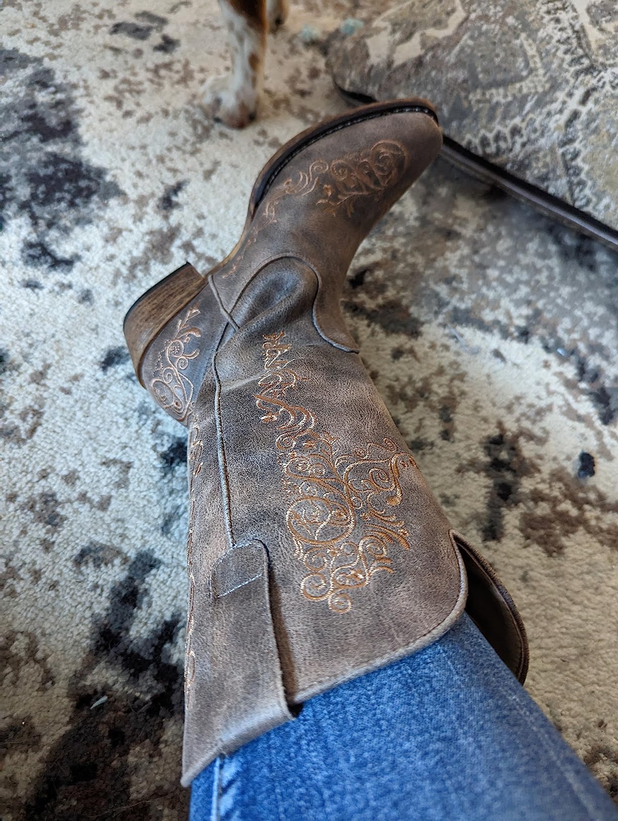 Roper Riley Scroll Stockman (Black) - Women's Cowgirl Boot