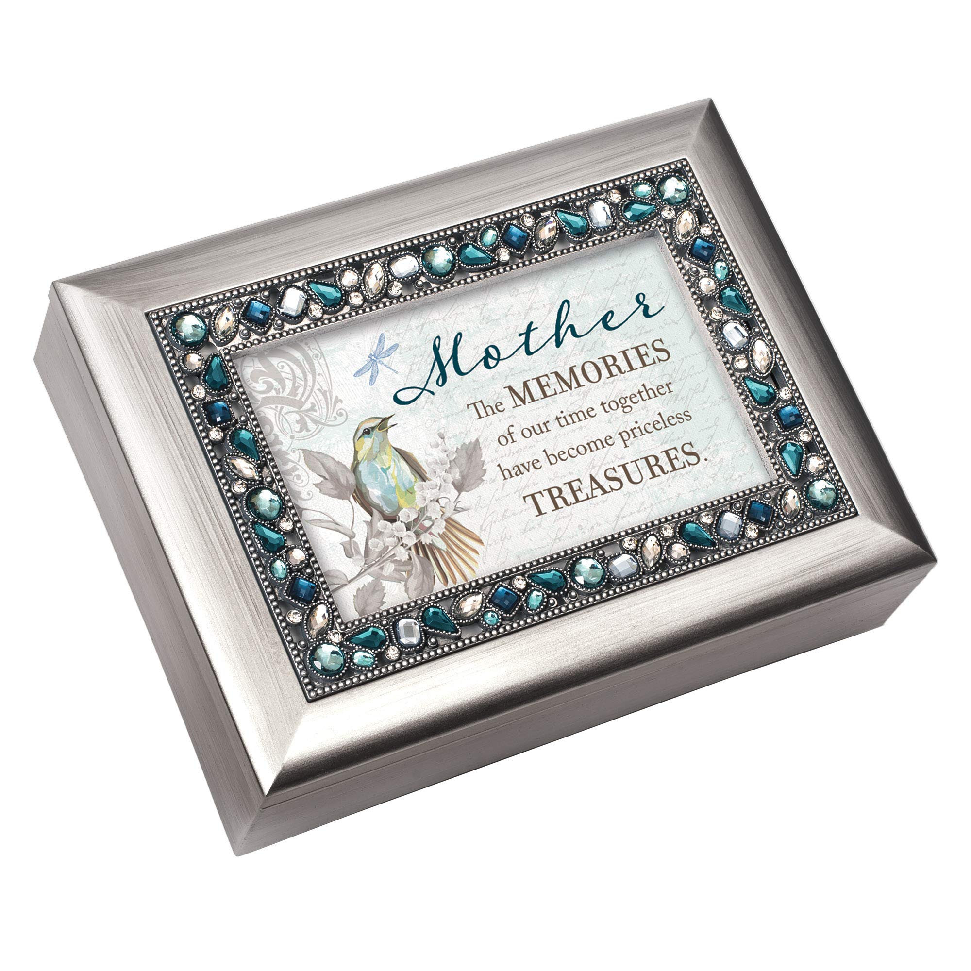 Caja de música de flores plateada Cottage Garden con acabados de alta calidad para madres