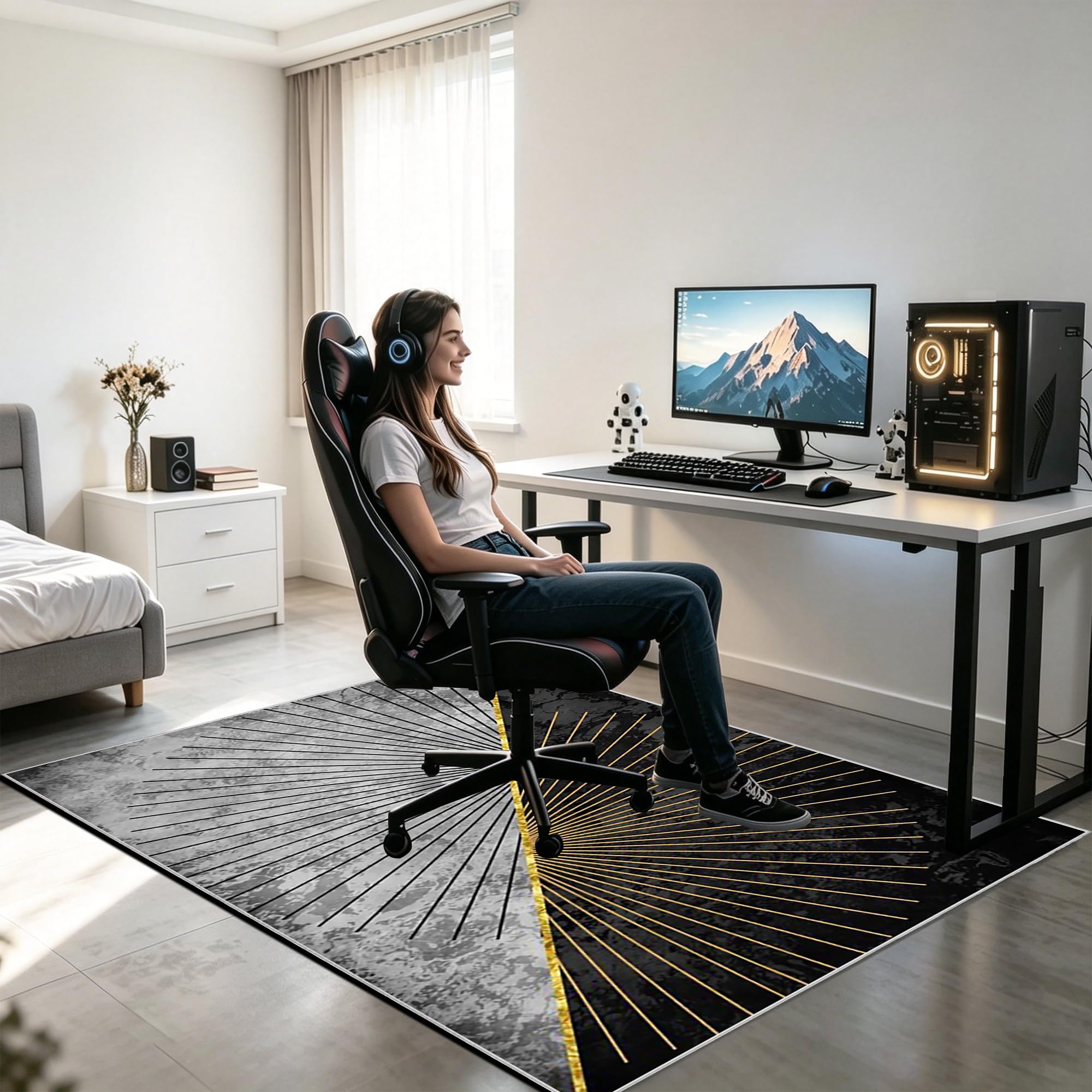Tapis Chaise de Bureau Antidérapant Tapis Protection Sol Chaise Bureau Gaming Gamer Machine Lavable Protection de Chaise de Bureau pour Parquet Carrelage Carpet Tapis Bureau pour Chaise Roulante