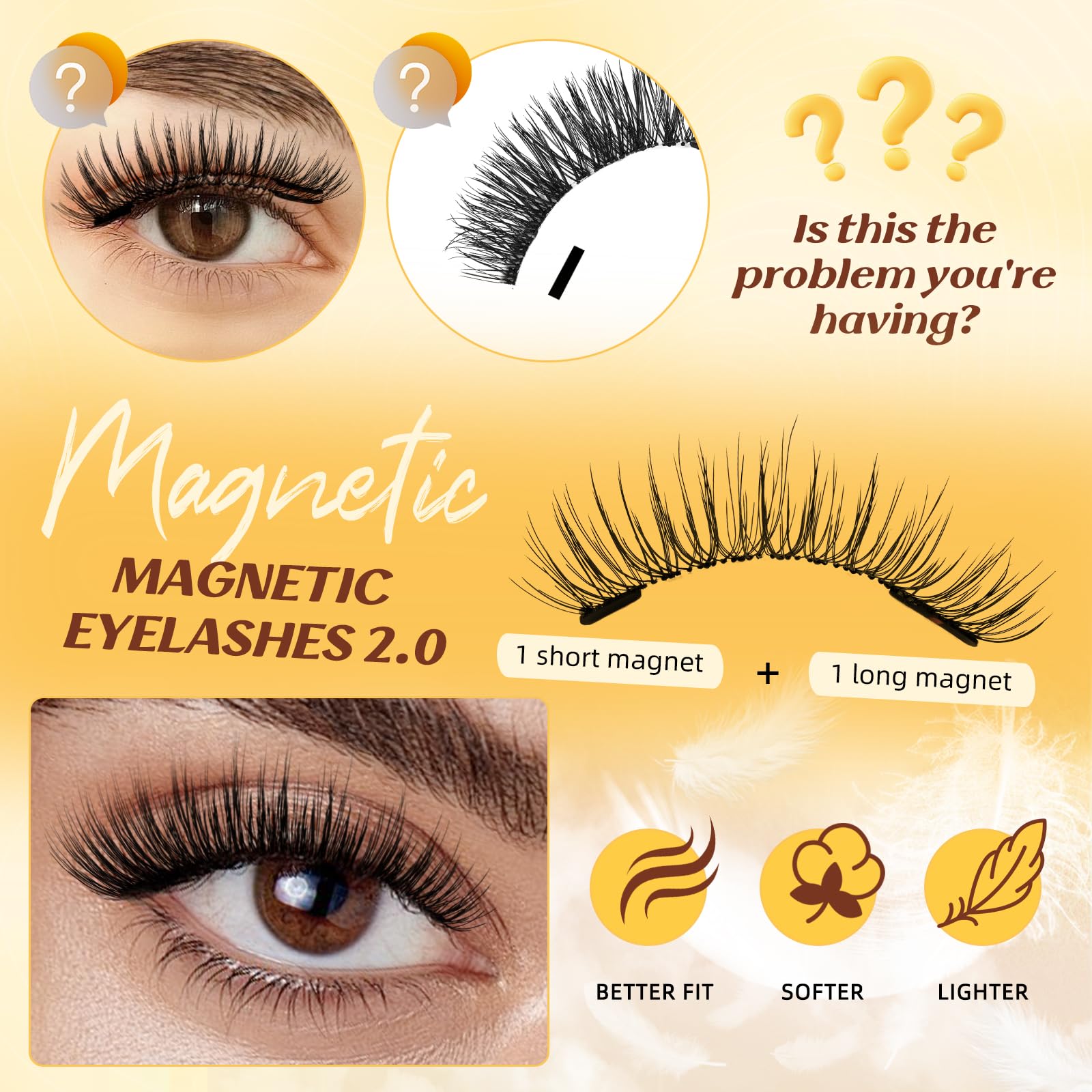 QUEWEL Magnetic Eyelashes with Applicator Reusable No Glue Needed Magnetic Lashes Cat Eye Natural Look Lashes Kit Easy to Wear and Remove(NZH A01)