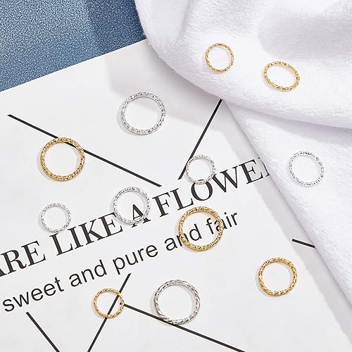 Miniatura 6 de PH PandaHall 300 piezas de 4 tamaños torcidos abiertos anillos de salto plateados dorados conectores de alambre para bricolaje aretes colgantes