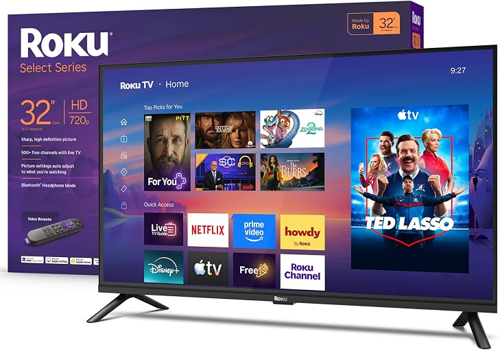 Roku 32-Inch Smart TV 2026 - Select Series, 720p HD TV - RokuTV | Flat Screen LED Television with Voice Remote, Wi-Fi & Bluetooth Headphone Mode - Streaming Live Local News Sports & Movies