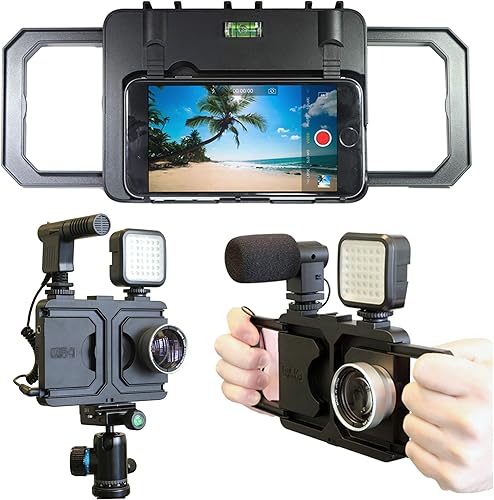 MegaMount Multimedia Rig Case Estabilizador de video para Apple iPhone 8 y 7. Conecta fácilmente lentes, luces, micrófonos. Ideal para grabación de