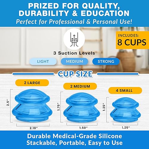 Miniatura 2 de Juego de ventosas de silicona Lure Essentials Edge, kit de ventosas para terapia de masaje, ventosas duraderas para uso profesional y doméstico,