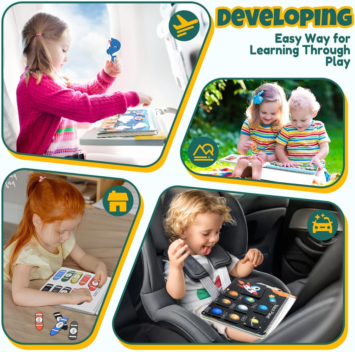 DECOVETTE Busy Binder for Toddlers 1β3 | Montessori Activity Binder & Quiet Learning Kit for 2+ Year Olds | Toddler Activities, Screen-Free Travel Toy & Gift for Boys and Girls 2β4 Years 2