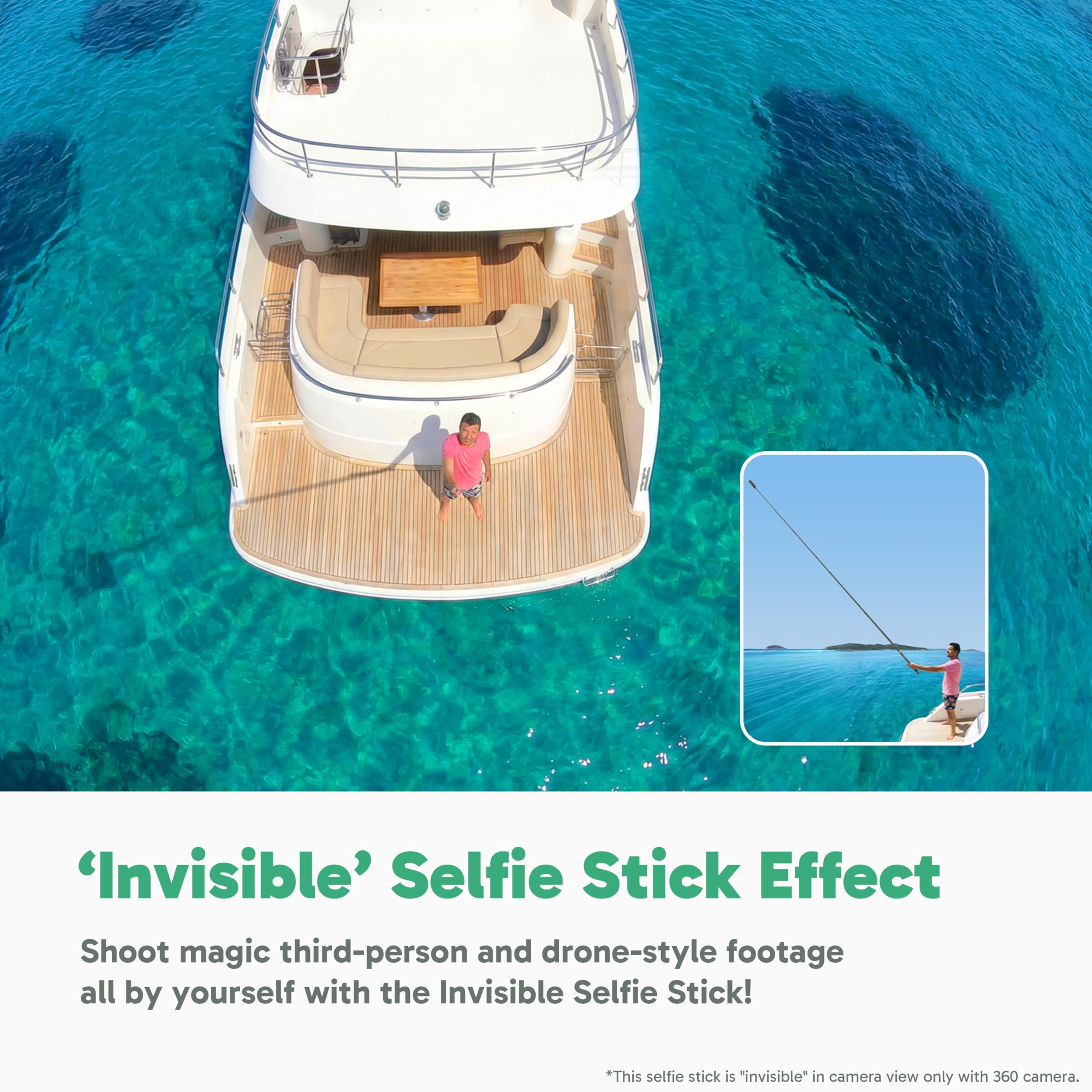AKASO Perche à Selfie Invisible 3M en Fibre de Carbone pour Caméras Sport AKASO 360, Insta360 One X2, X3, X4, X5, DJI Osmo 360 et Autres Caméras d'action