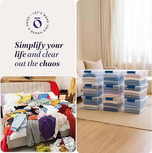 Miniatura 6 de HOMZ Contenedores apilables de plástico transparente modulares resistentes con tapas de cierre y bloqueo, capacidad de 31 cuartos de galón, paquete