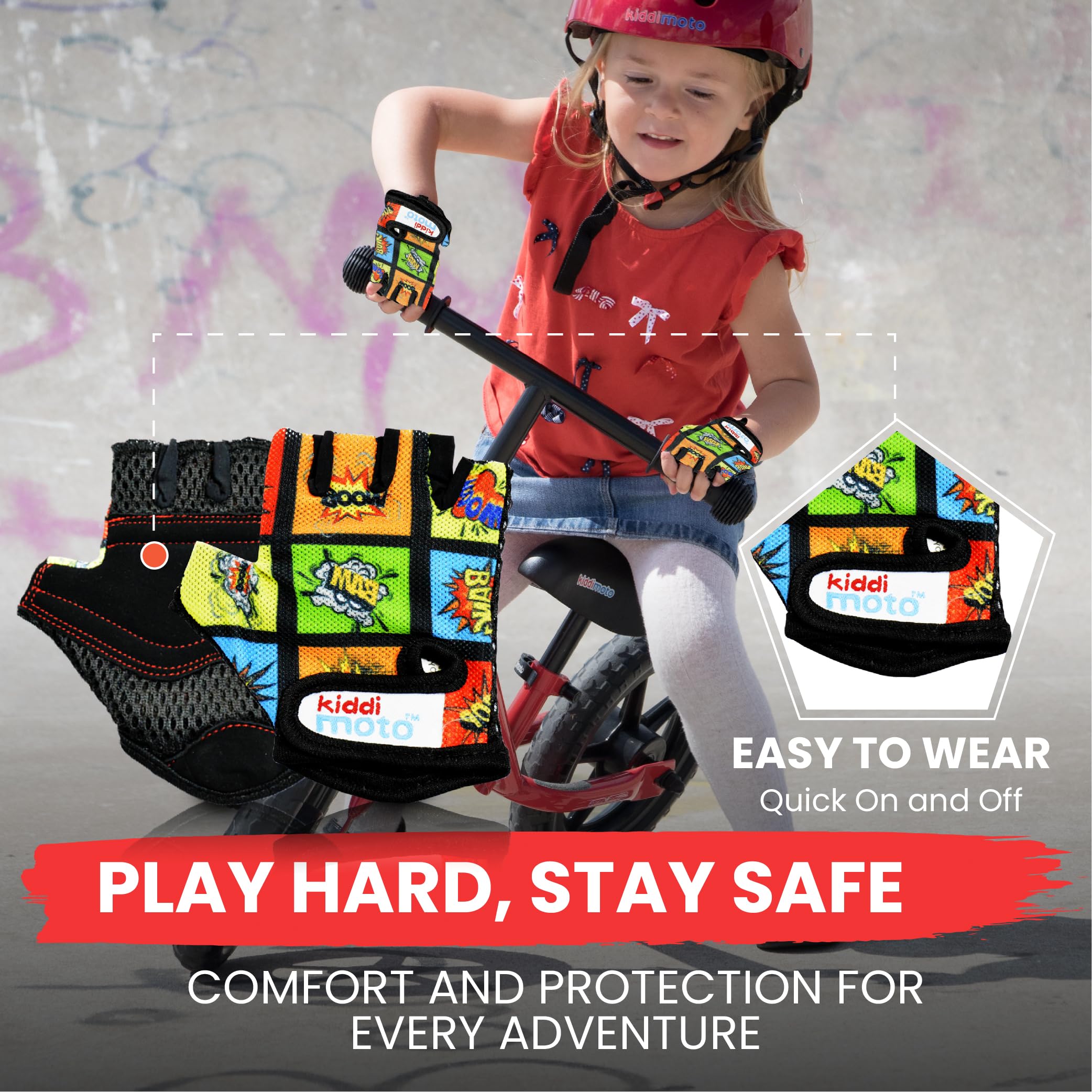 Kiddimoto - Gants Vélo pour Enfant de 2 à 8 ans, parfaits pour les Sports de Plein air, le Cyclisme, la Trottinette