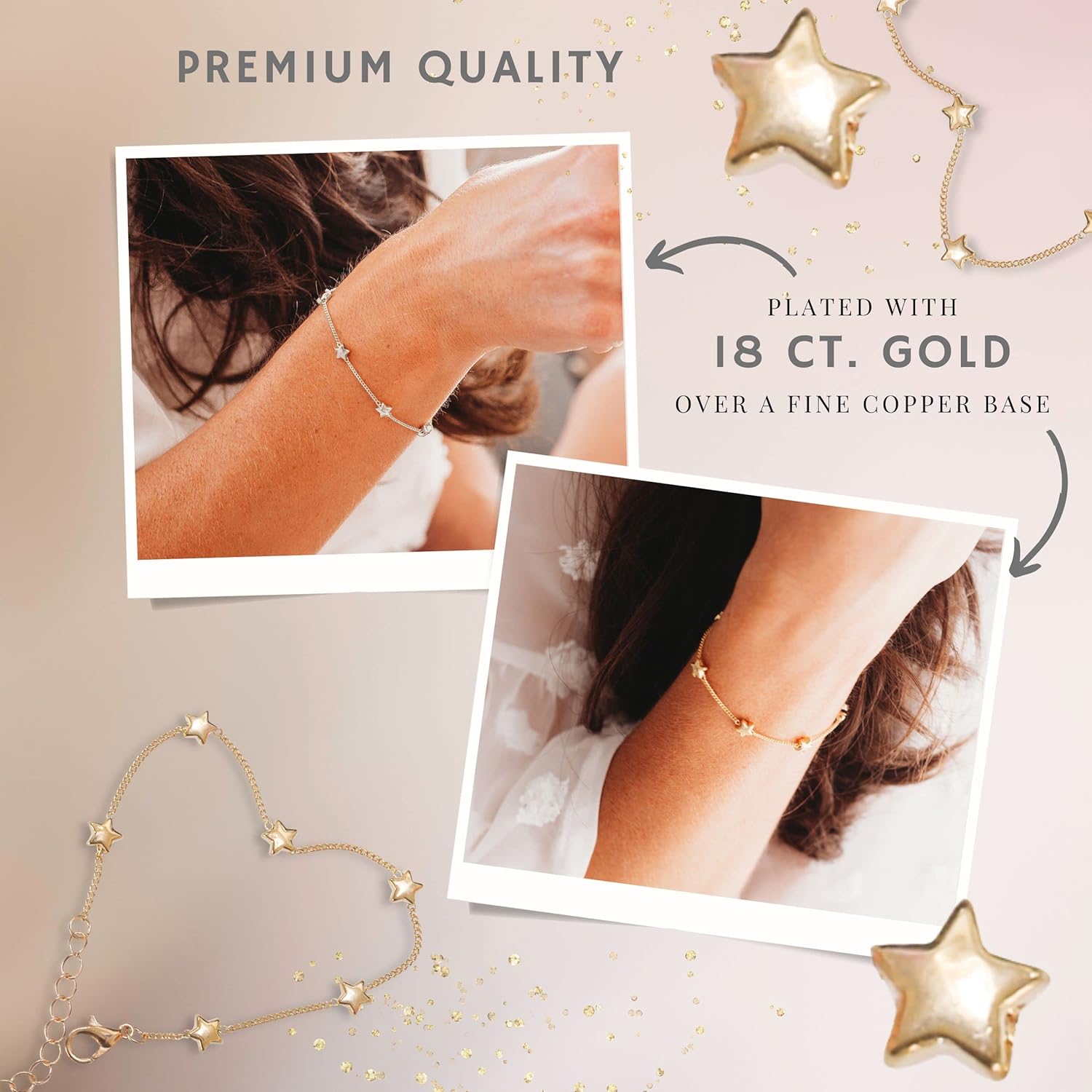 Best Friend birthday gifts for women - friend gifts for women unique, birthday gifts for best friend bracelet, birthday gift for best friend bracelets - golden star bracelet with birthday card - Image 3