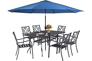 Oakcloud 7-Piece Patio Dining Set with Umbrella, Premium Outdoor Metal Dining Furniture Set