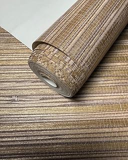 Khaki Grasscloth Wallpaper Tan Brown Faux Grasscloth Textured Gold Woven...