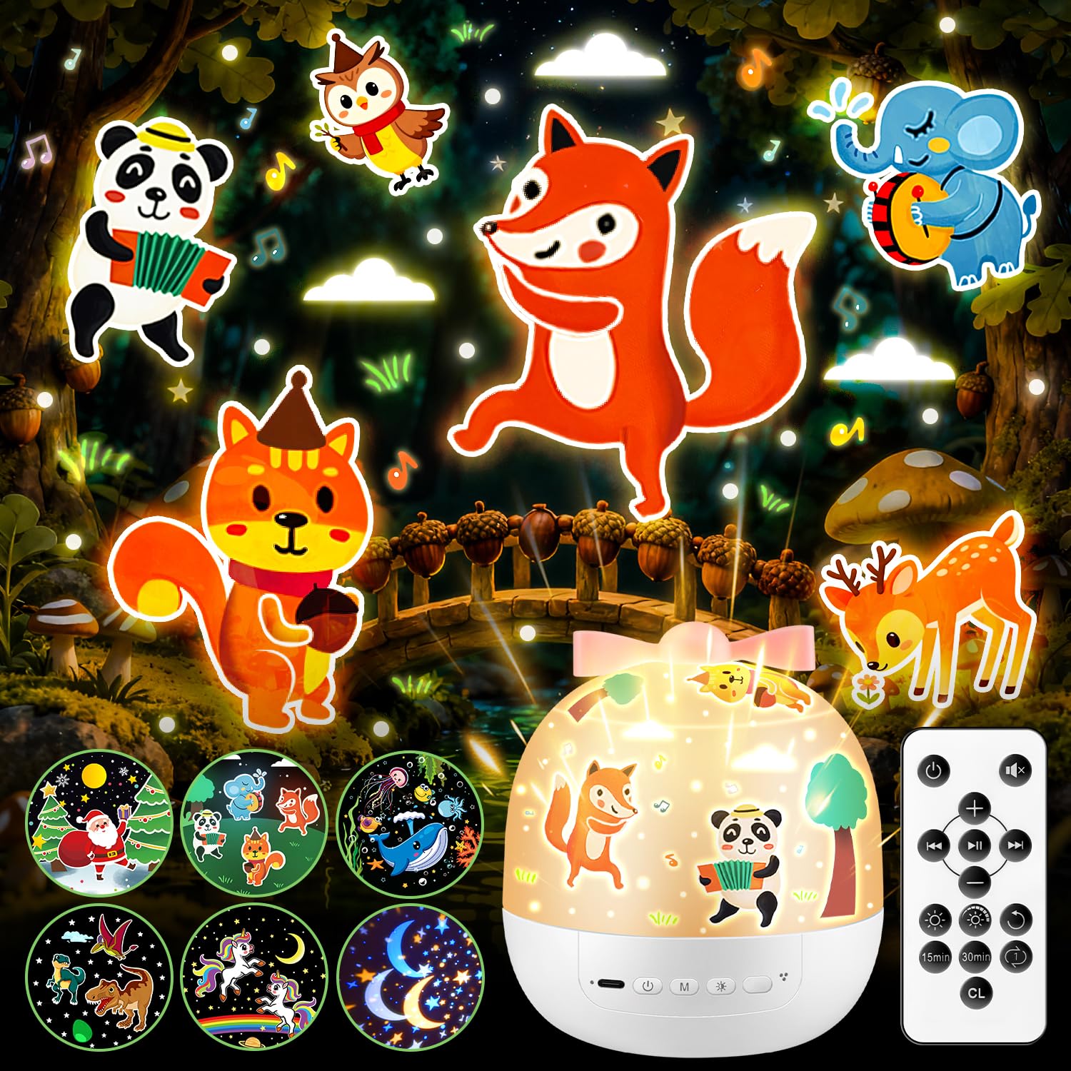 One Fire Proiettore Stelle Soffitto Bambini, 15 Films Luce Notturna Bambini, 10 Musica+360°+Ricaricabile Lampada Proiettore Bambini,Regalo Bambini Unicorno Bambina Regalo Battesimo Decorazioni Camera