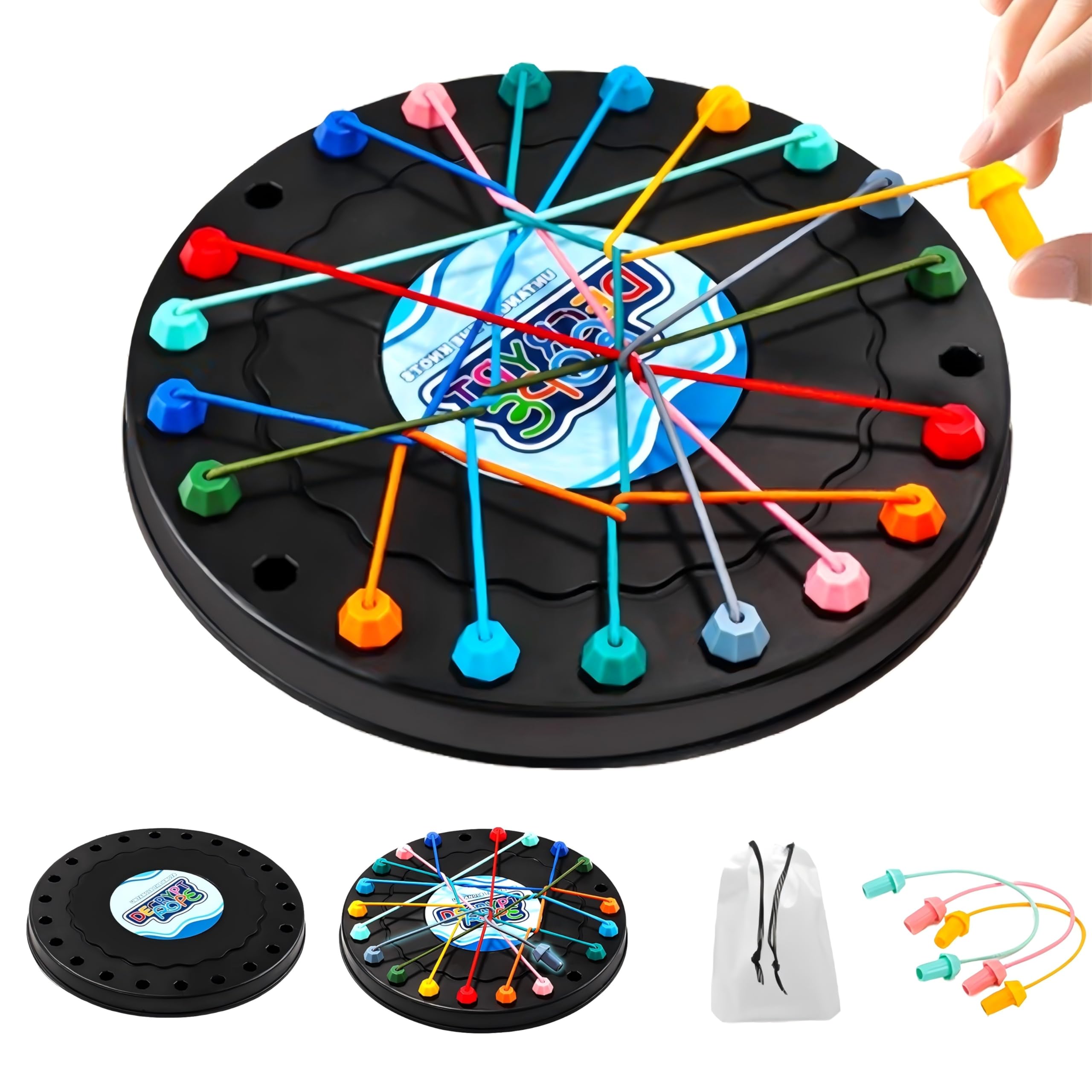Brainy Knots Rope Untangling Game,Twisted Untie Puzzle,trategy Board tie up Challenge Perfect for Parent-Child Interaction, Stress Relief Toy, Portable for Parties & Travel