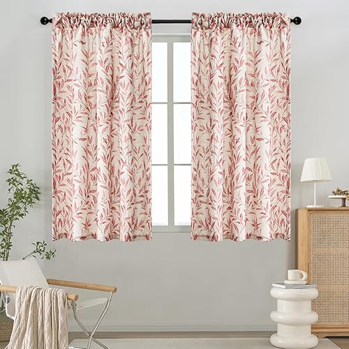 VOGOL - Cortinas naturales para ventanas, paneles y cortinas con dobladillo para barra de filtrado de luz para decoración del hogar