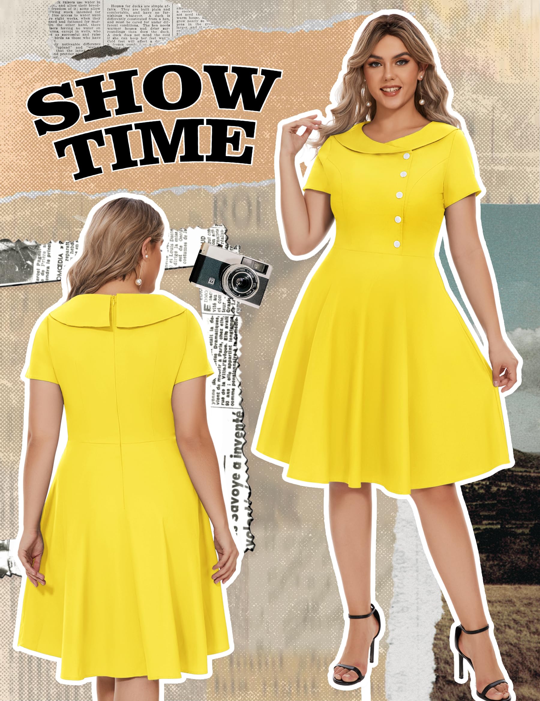 Wedtrend Robe de cocktail pour femme, robe rockabilly, robe de soirée courte vintage, style années 50