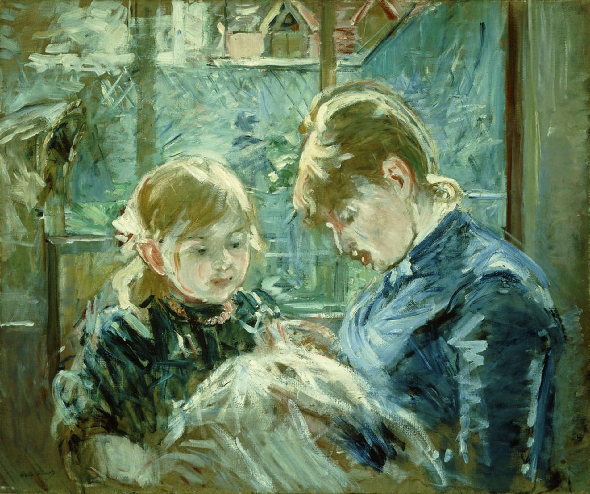 POSTERIIk Famous Animal Posters Vintage Picture the Dressmaking Lesson the Sewing Lesson by Berthe Morisot Modern Wall Decor for Home Decor 60x90cm