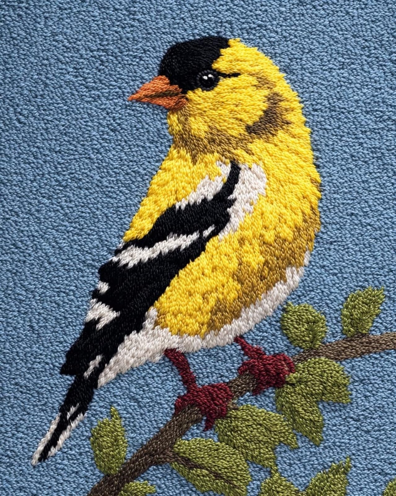 Wallphantom Latch Hook Kits Rugs,Oriole,Handmade Self Knotting Set,Tapestry Kits for Adults,Cushion Latch Hook Rug Pre-Printed Pattern Craft for Adults,80x115cm
