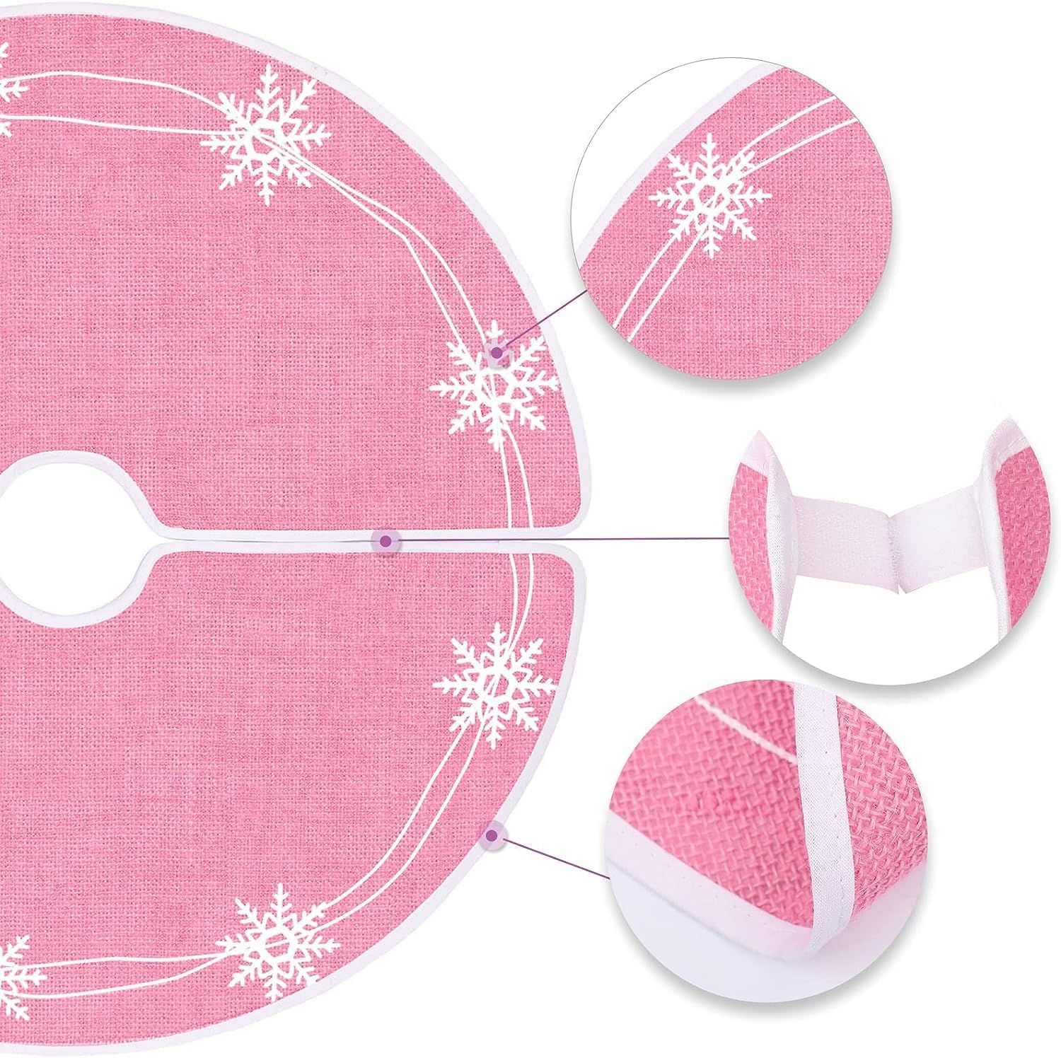 N&T NIETING - Falda de árbol de Navidad de 75 cm con copo de nieve rosa en yute - Decoración para Navidad