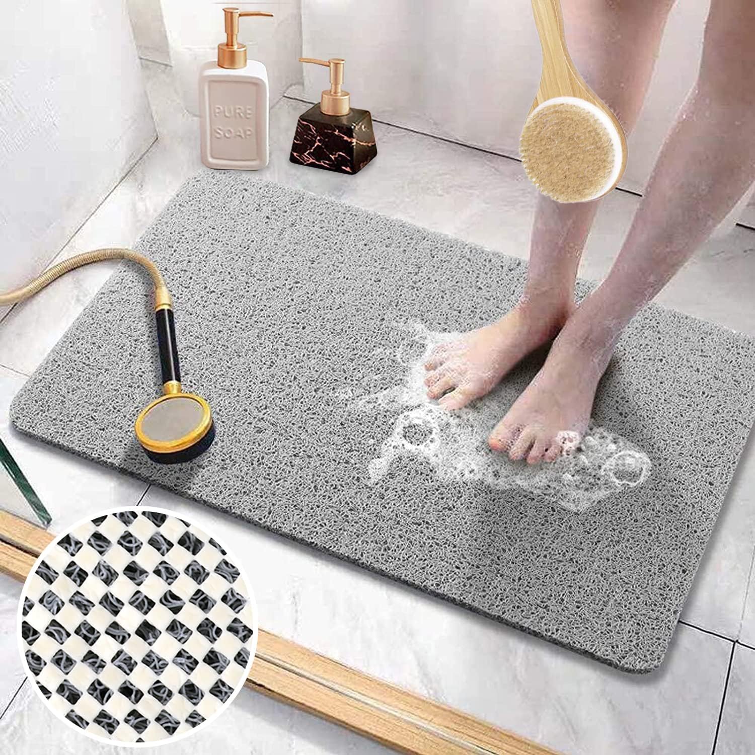Product image of Loofah Mats for Shower, Non Slip | Quick Drying | Soft on Your Feet | Soft Textured Shower Mat Bath Mat Bathtub Mat Massage Mat Loofah Mat for Bathroom,Shower Tub or Wet Areas