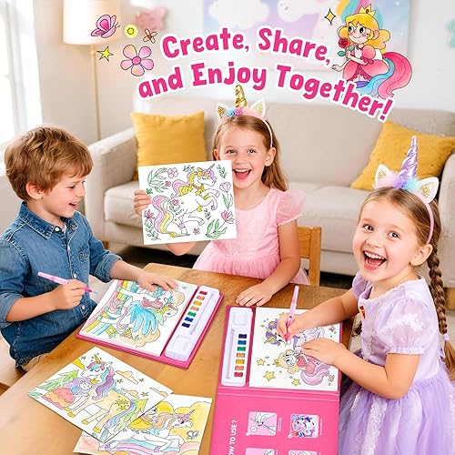 Miniatura 5 de JoyCat Libros de pintura con agua para colorear para niños pequeños, juegos de pintura de acuarela para niños de 3 a 5 4 a 8 años, actividades de