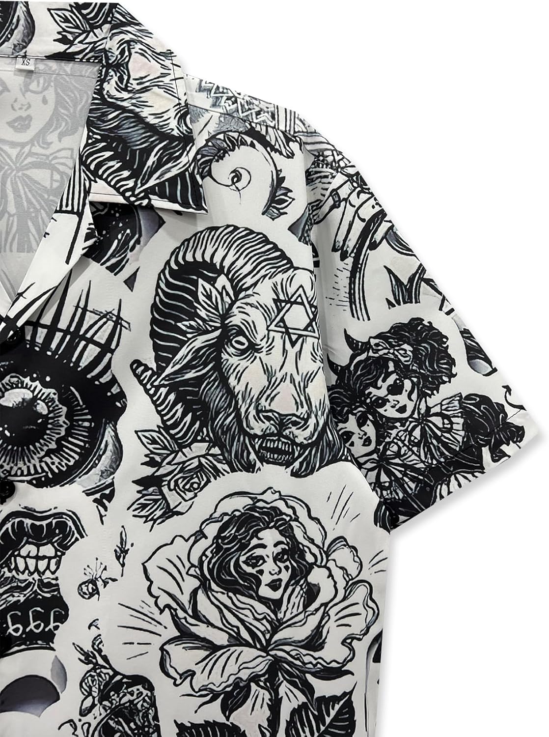Mens Skull Hawaiian Shirt Short Sleeve Button Down Shirt, Y2K Streetwear Hip-Hop Stylish Shirt for Men - Image 3