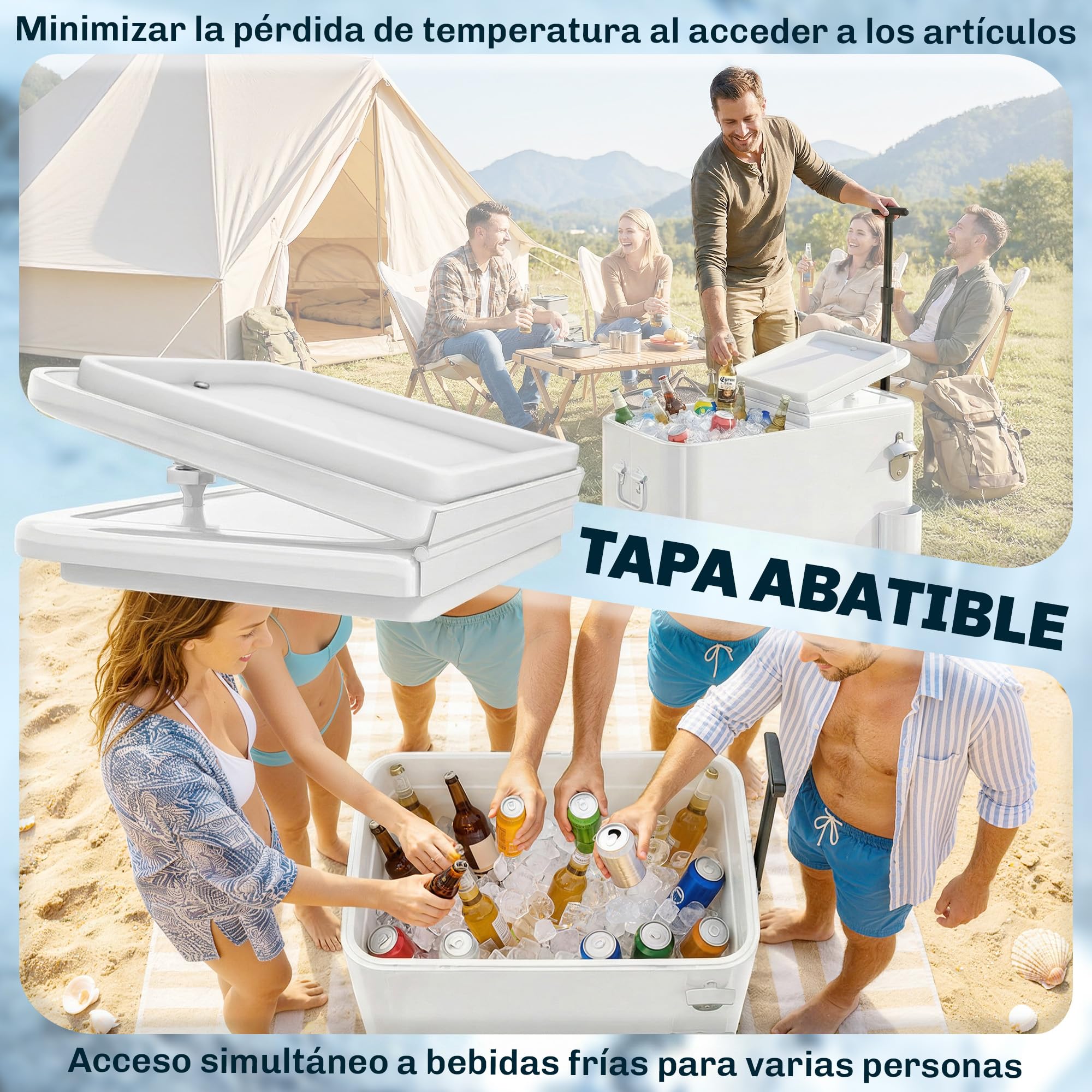 Outsunny Chariot réfrigérant 56L décapsuleur 75x35x120 cm Blanc
