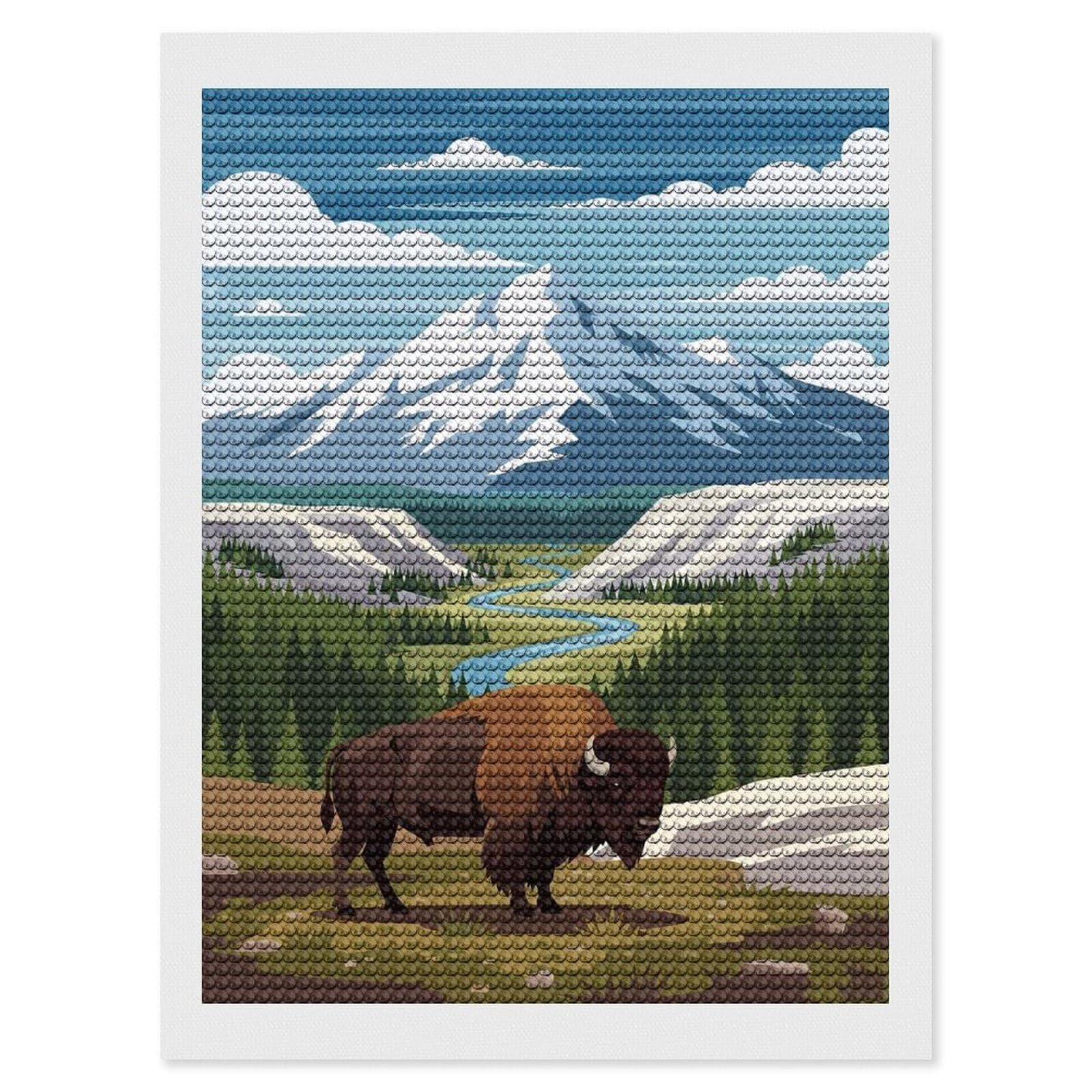 Junmoney Yellowstone National Park DIY Diamond Art Canvas Kit 12"x16", for Teens, Aesthetic Room Decor, Farmhouse Decor, Canvas Picture, Birthday Gift